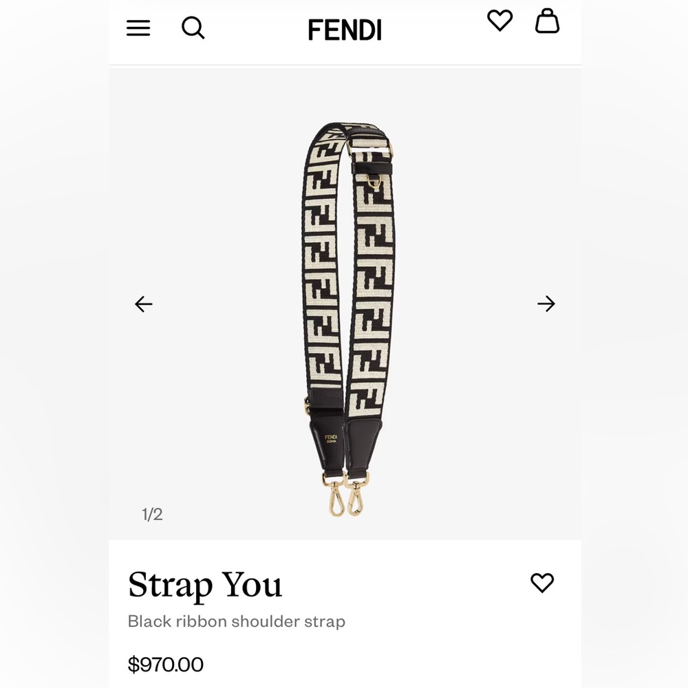 Fendi Strap You Black Ribbon Shoulder Strap